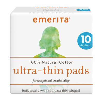 Ultra Thin Daytime Pads, Natural Cotton with Wings